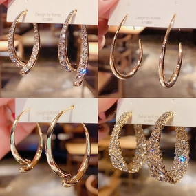 Wholesale Vintage Metal Exaggerated Earrings 925 Silver Pin Alloy Earrings