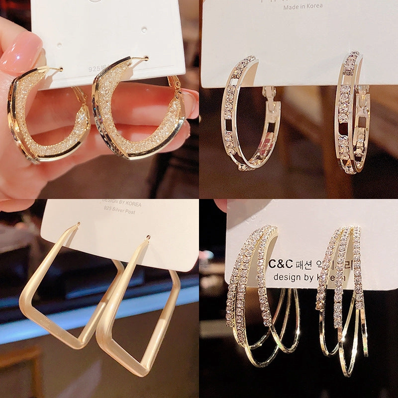 Wholesale Vintage Metal Exaggerated Earrings 925 Silver Pin Alloy Earrings