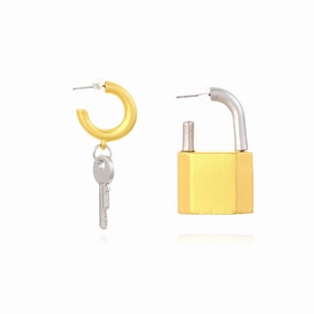 Wholesale Vintage Metal Keylock Geometric Earrings