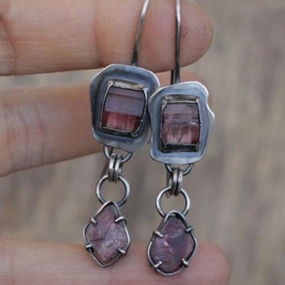 Wholesale Vintage Metal Pink Crystal Alloy Earrings