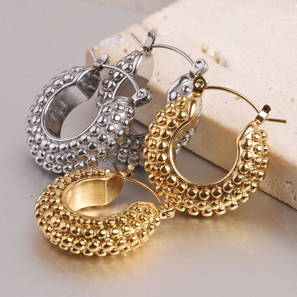 Wholesale Vintage Minimalist Pastry Bitter Gourd Shaped Titanium Steel Earrings