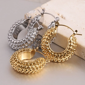 Wholesale Vintage Minimalist Pastry Bitter Gourd Shaped Titanium Steel Earrings