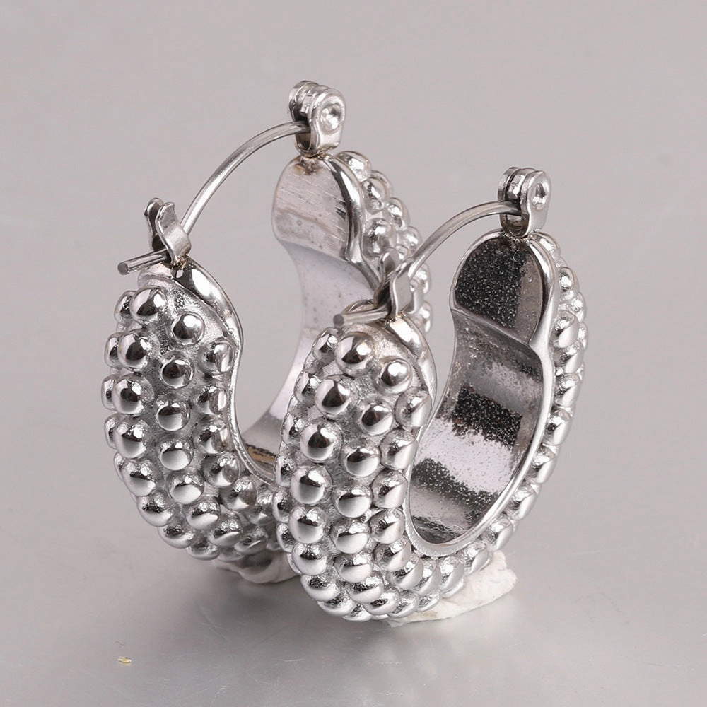 Wholesale Vintage Minimalist Pastry Bitter Gourd Shaped Titanium Steel Earrings
