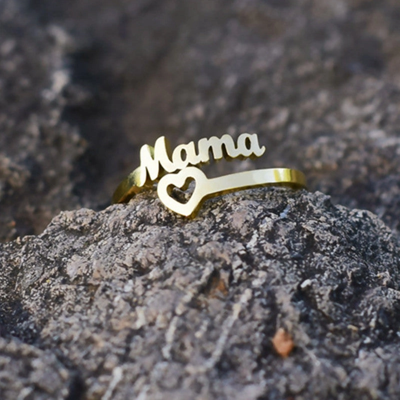Wholesale Vintage Mother's Day Letter Heart Titanium steel Rings