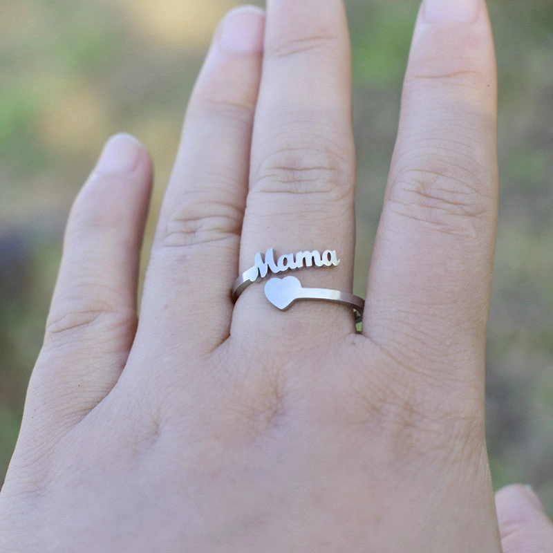 Wholesale Vintage Mother's Day Letter Heart Titanium steel Rings