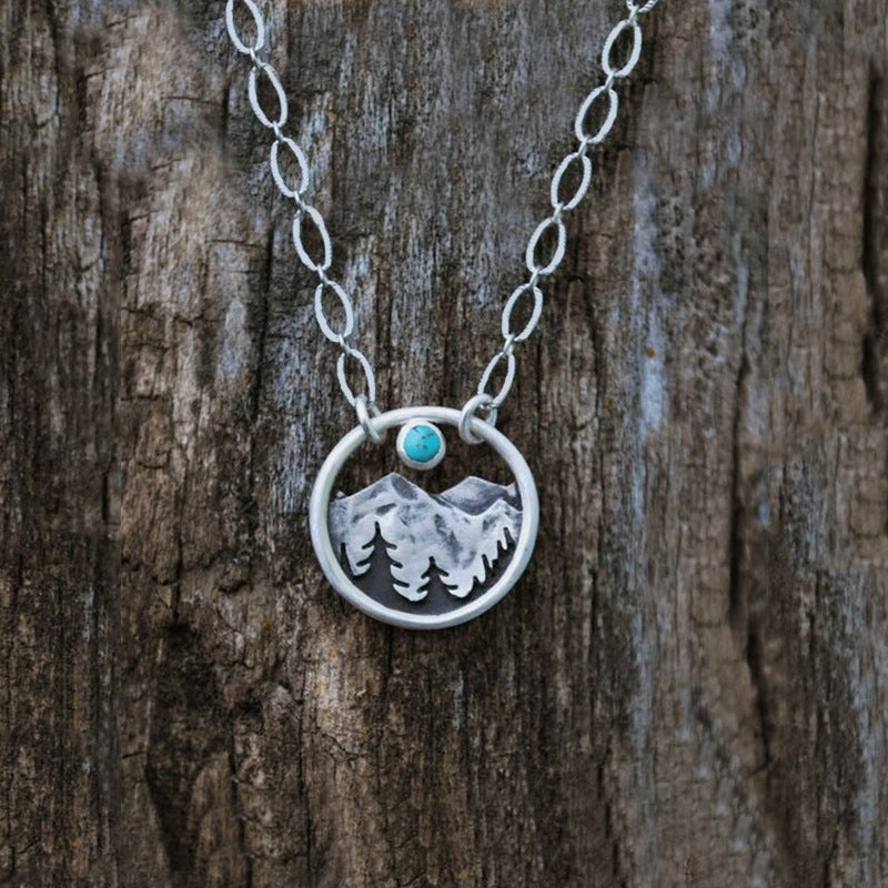Wholesale Vintage Mountain Peak Crescent Moon Sunset Turquoise Necklace