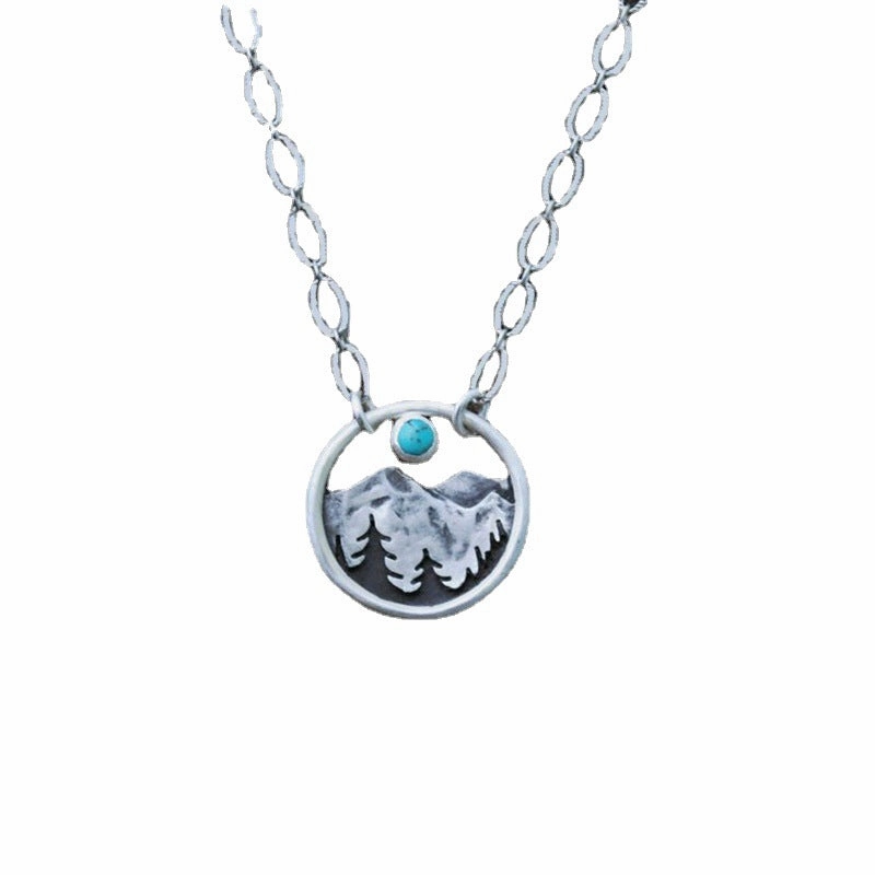 Wholesale Vintage Mountain Peak Crescent Moon Sunset Turquoise Necklace