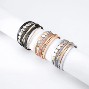 Wholesale Vintage Multi-layer Magnetic Buckle Leather Bracelet
