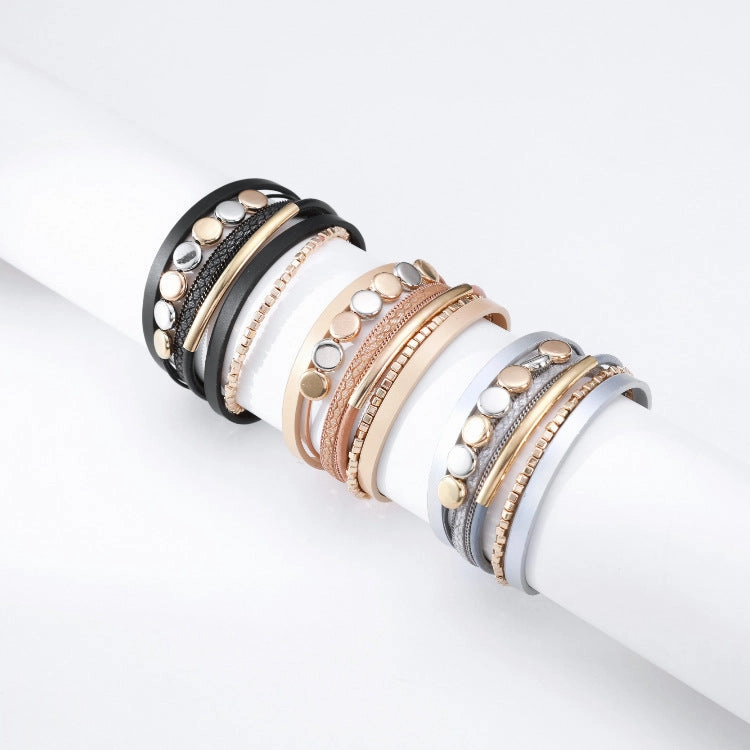 Wholesale Vintage Multi-layer Magnetic Buckle Leather Bracelet