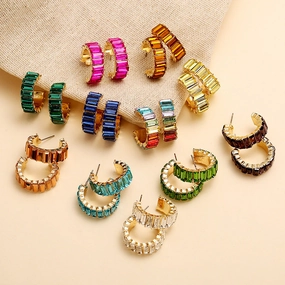 Wholesale Vintage Multicolor Rhinestone Alloy Earrings