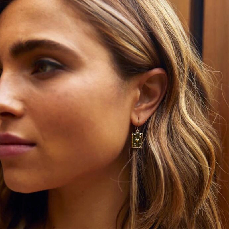 Wholesale Vintage Oil Dripping Poker Alloy Earrings