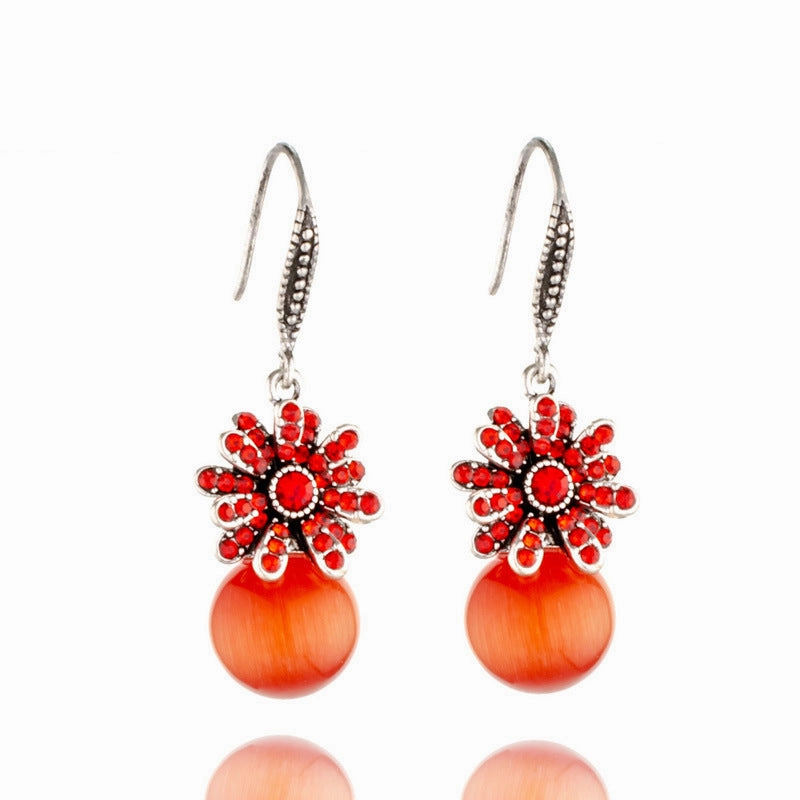 Wholesale Vintage Opal Flower Alloy Earrings