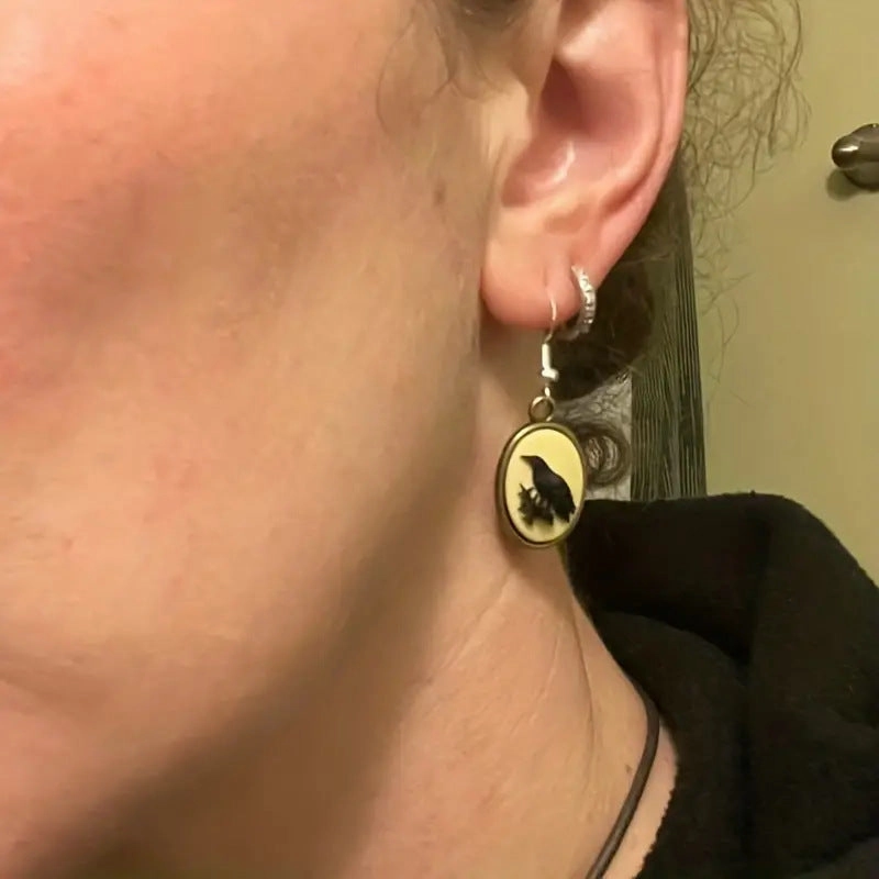 Wholesale Vintage Oval Diy Cub Crow Earrings