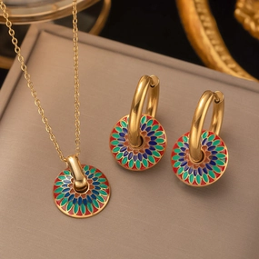 Wholesale Vintage Painted Daisy Pattern High-end Titanium Steel Necklace