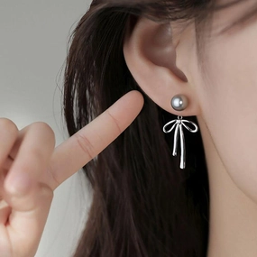 Wholesale Vintage Pearl Bow Metal Stud Earrings