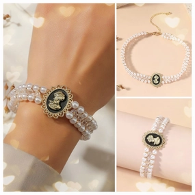 Wholesale Vintage Princess Avatar Double Layer Pearl  Bracelet