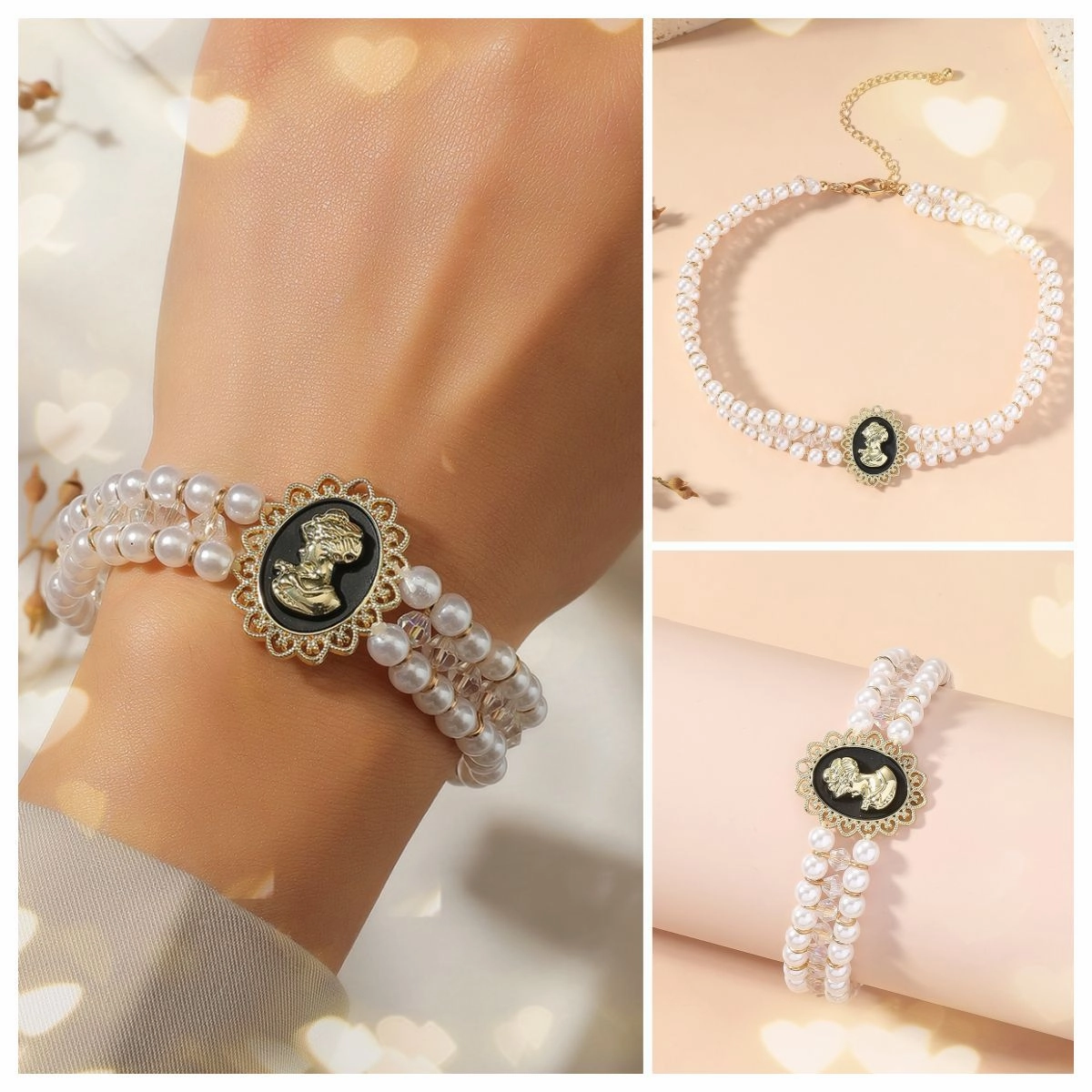 Wholesale Vintage Princess Avatar Double Layer Pearl  Bracelet