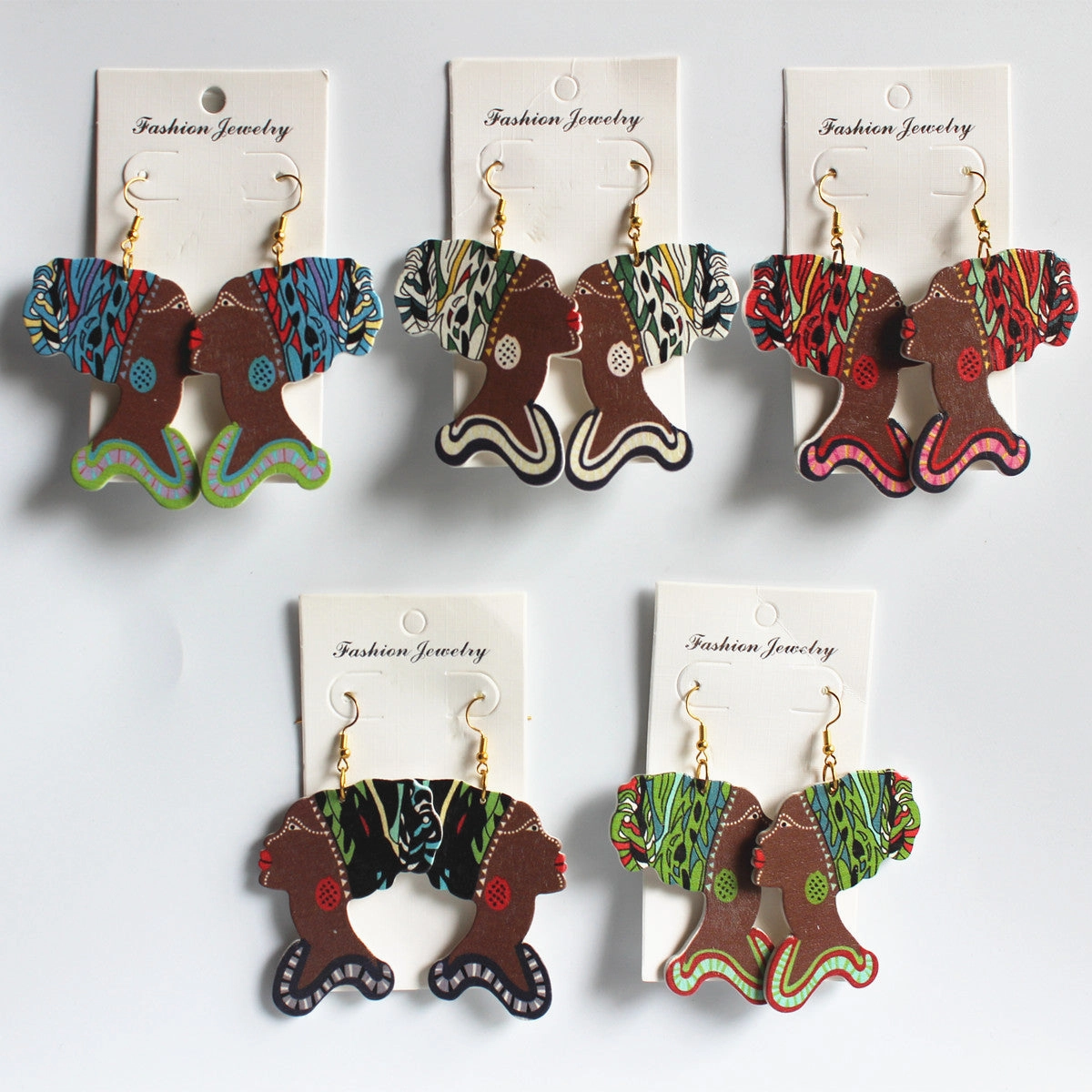 Wholesale Vintage Printed Wood Earrings