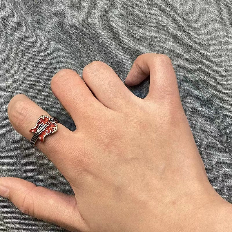 Wholesale Vintage Punk Rock Red Guitar Ring