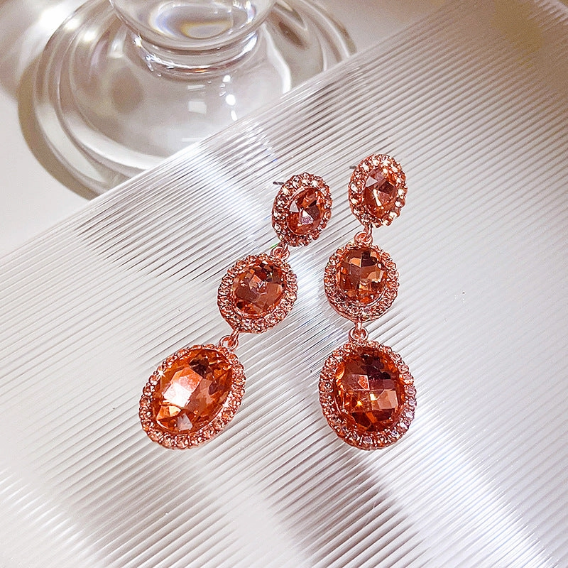 Wholesale Vintage Rhinestone Oval Exaggerated Alloy Earrings