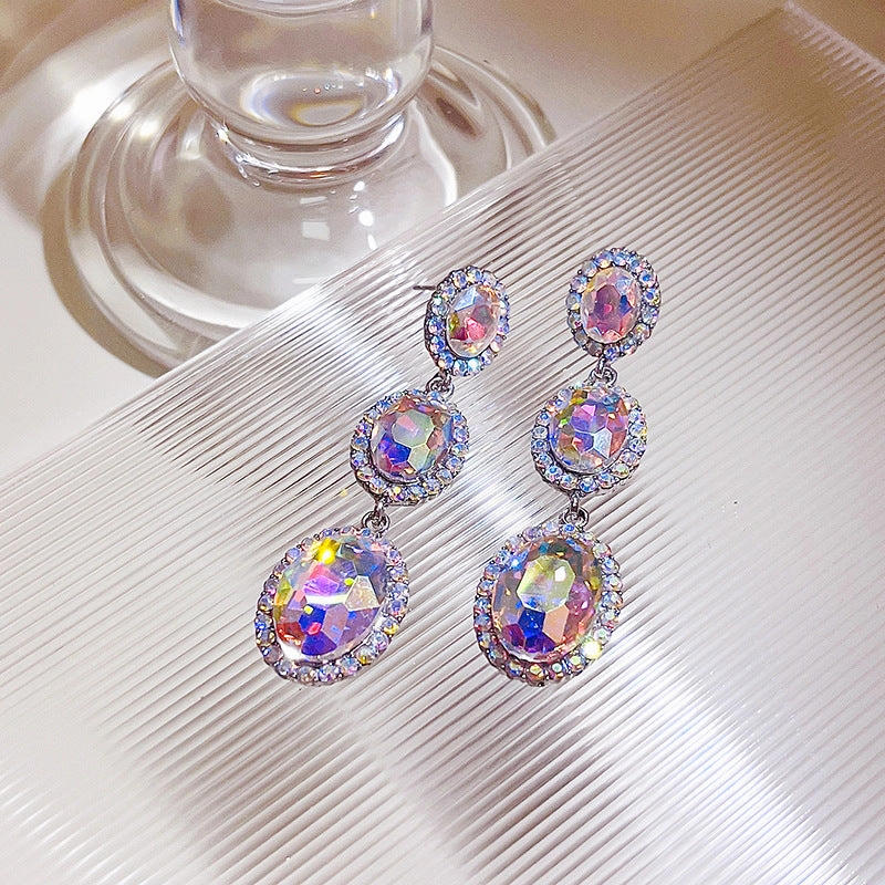 Wholesale Vintage Rhinestone Oval Exaggerated Alloy Earrings