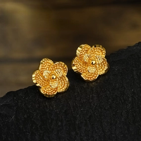Wholesale Vintage Rose Flower 24K Gold Alloy Earrings