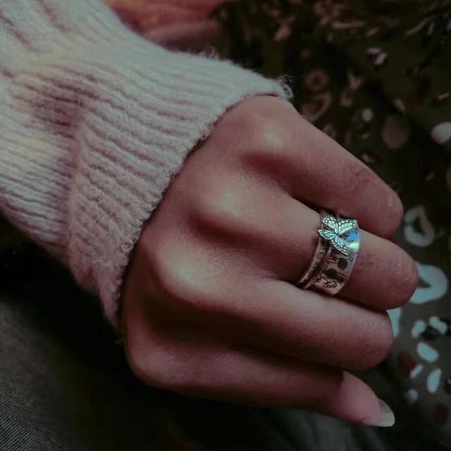 Wholesale Vintage Rotatable Butterfly Alloy Rings