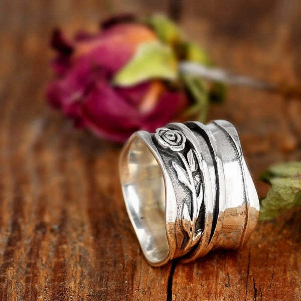 Wholesale Vintage Rotatable Rose Alloy Rings