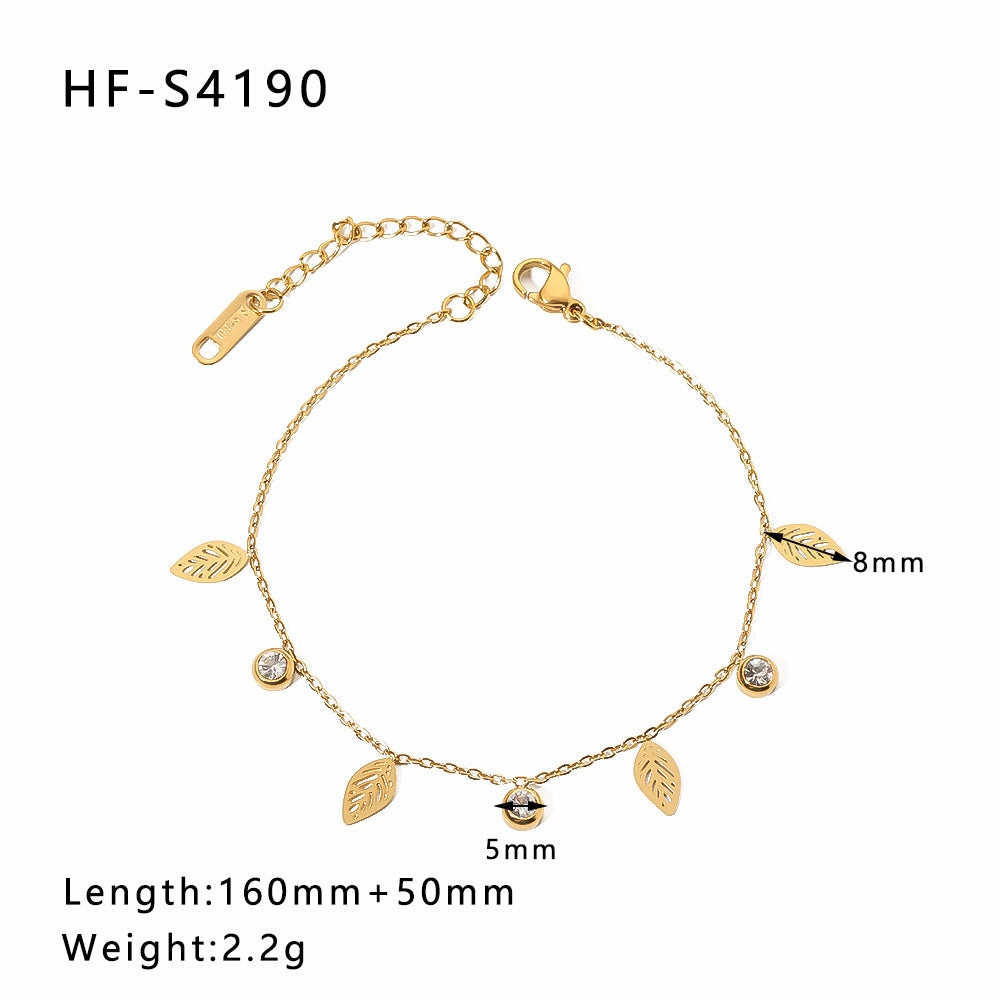 Wholesale Vintage Round Butterfly Natural Stone Zircon Pearl Stainless Steel Bracelet