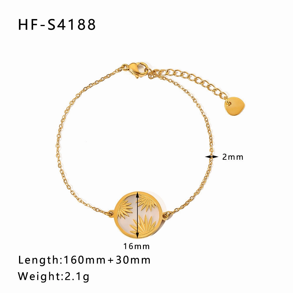 Wholesale Vintage Round Butterfly Natural Stone Zircon Pearl Stainless Steel Bracelet