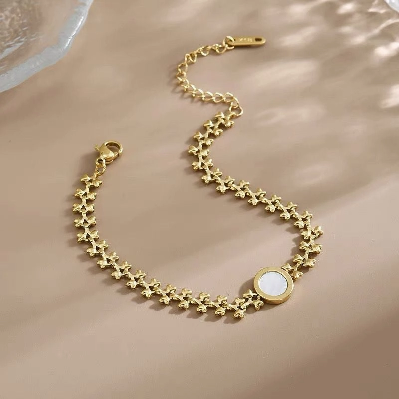 Wholesale Vintage Round Fritillaria Wheat Ears Gold Bracelet