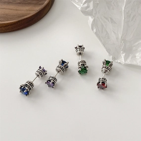 Wholesale Vintage Scepter Colored Zircon Copper Earrings