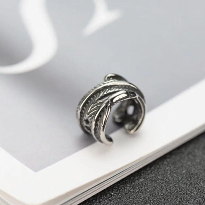 Wholesale Vintage Silver Feather No Ear Piercing Ear Bone Clip Earrings