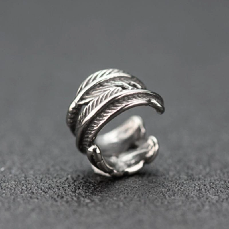 Wholesale Vintage Silver Feather No Ear Piercing Ear Bone Clip Earrings