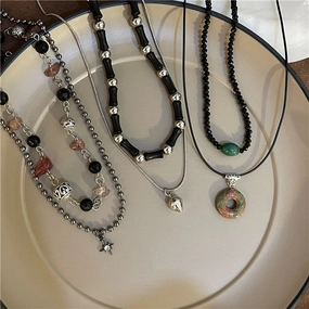 Wholesale Vintage Slub Alloy Beaded Necklace Set