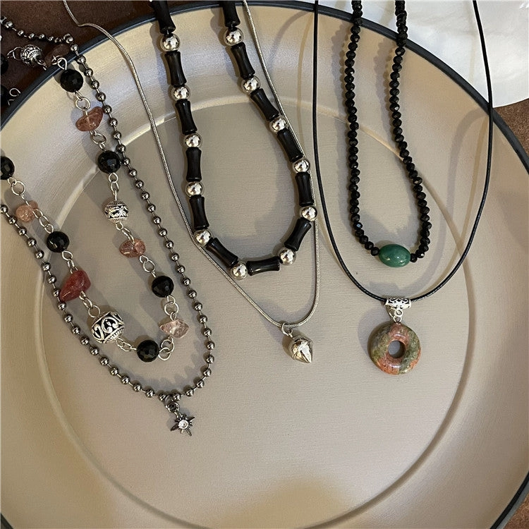 Wholesale Vintage Slub Alloy Beaded Necklace Set