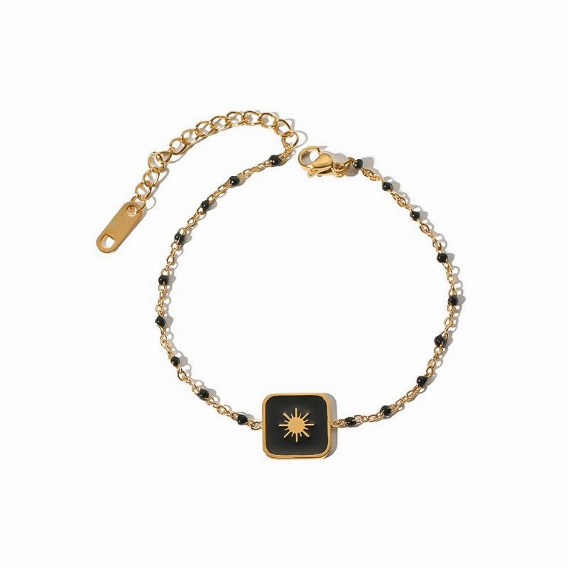 Wholesale Vintage Small Square Sun-shaped Eight-pointed Star Titanium Steel Bracelet