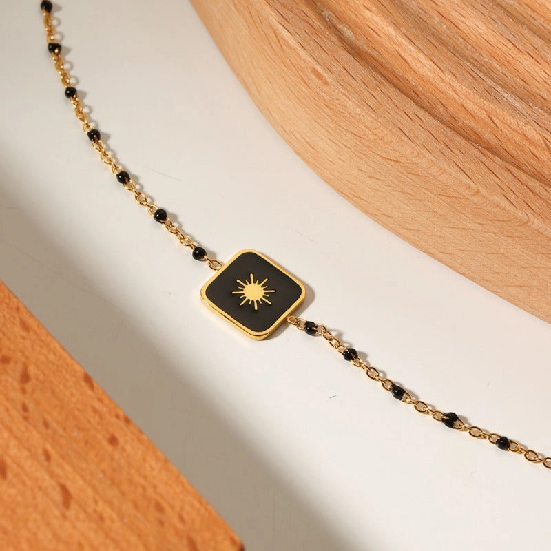 Wholesale Vintage Small Square Sun-shaped Eight-pointed Star Titanium Steel Bracelet