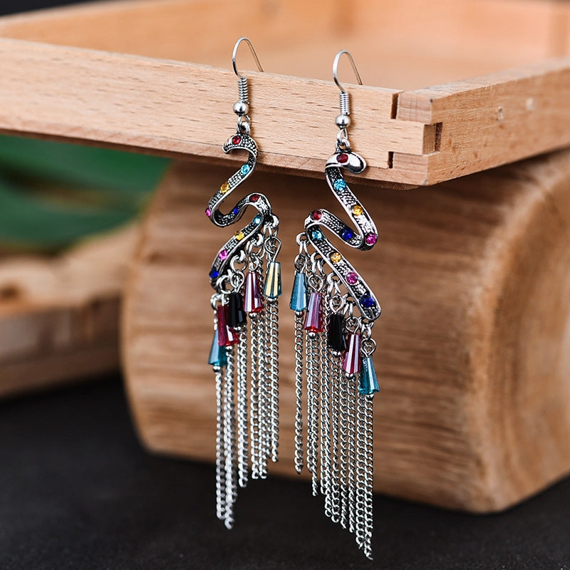 Wholesale Vintage Snake Long Alloy Earrings