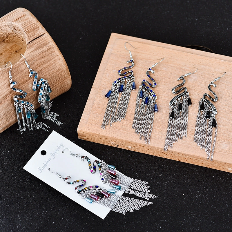 Wholesale Vintage Snake Long Alloy Earrings