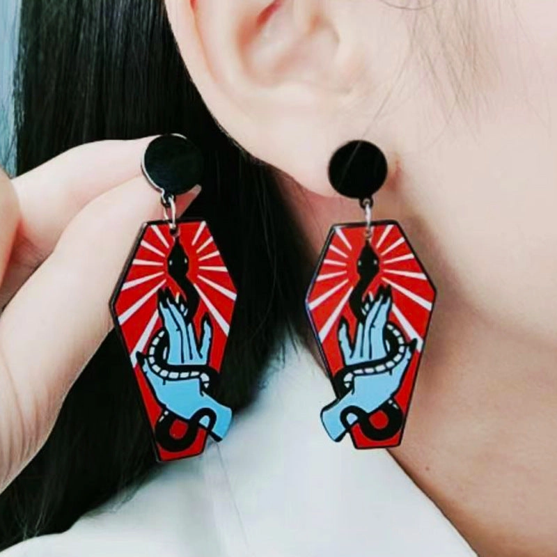Wholesale Vintage Snake Rose Acrylic Earrings