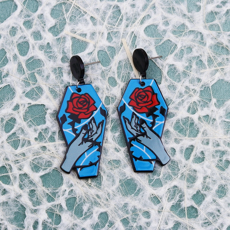 Wholesale Vintage Snake Rose Acrylic Earrings