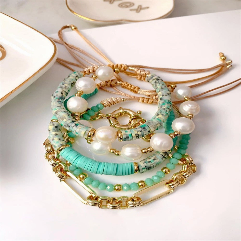 Wholesale Vintage Soft Clay Pearls Bracelet