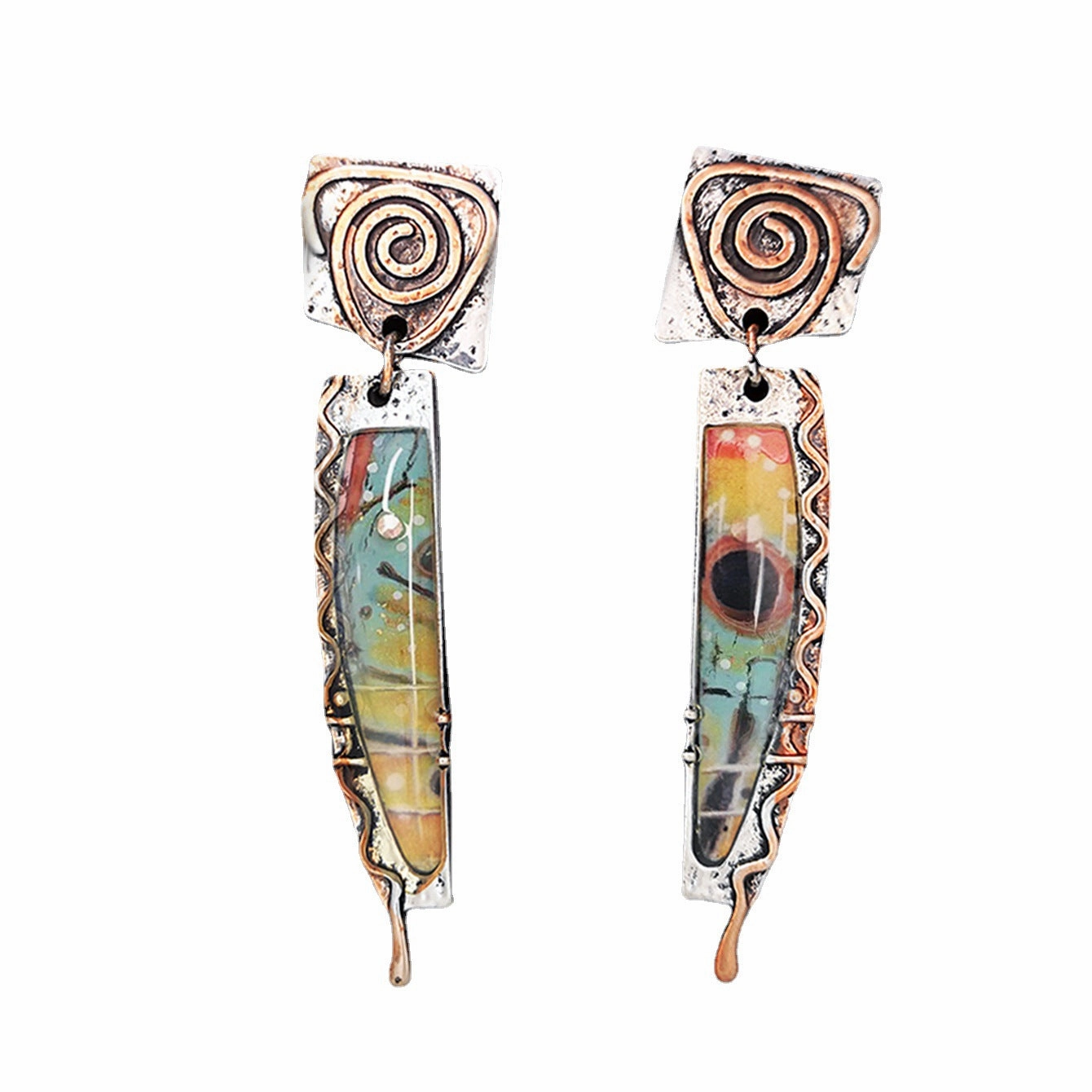 Wholesale Vintage Stained Glass Metal Earrings