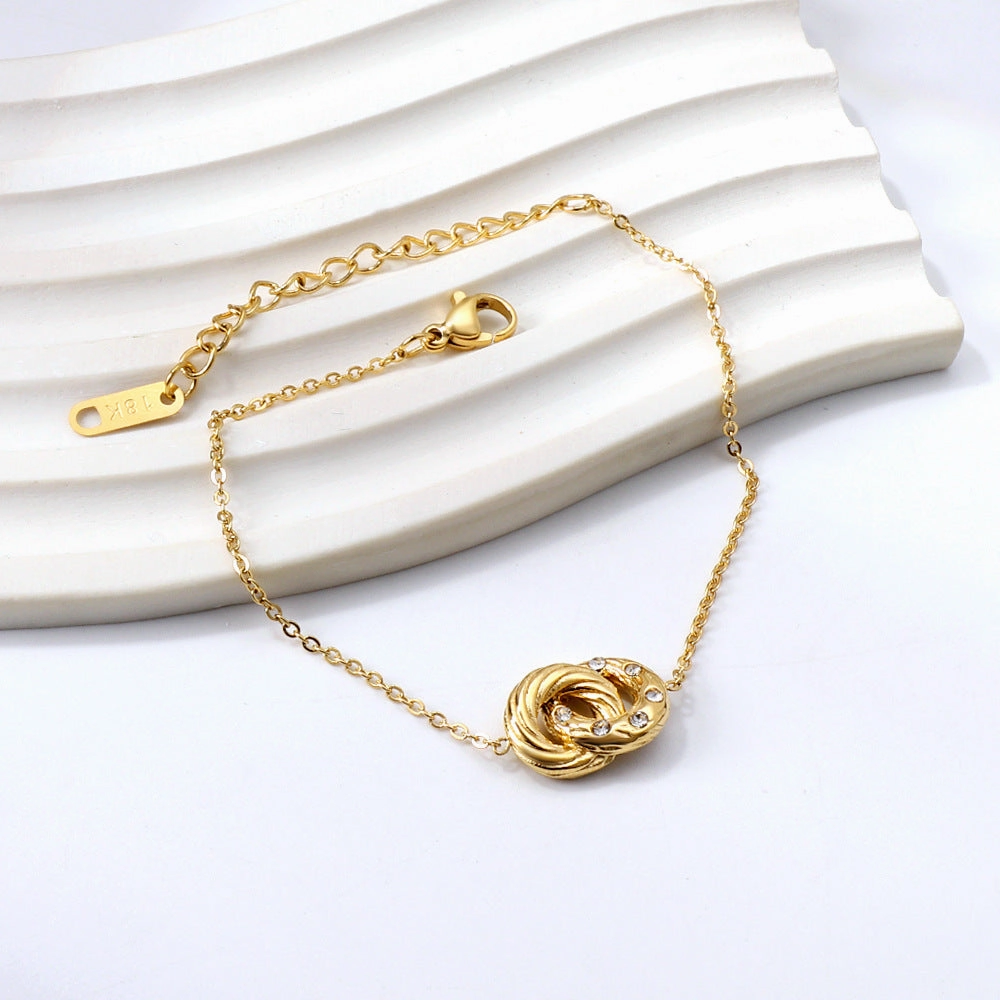 Wholesale Vintage Stainless Steel Circular Geometric Diamond Bracelets