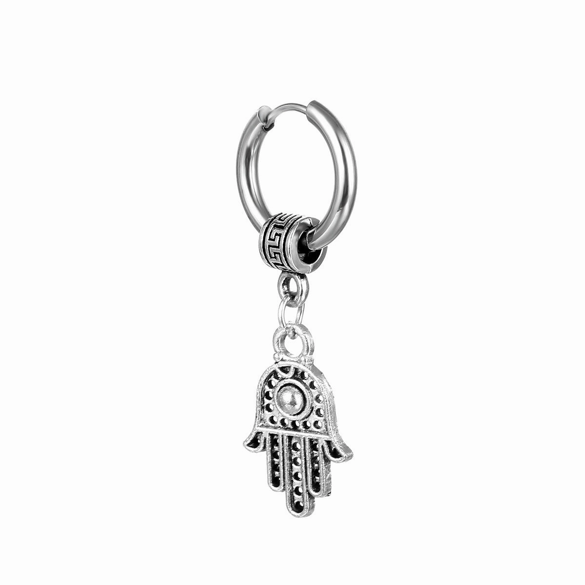 Wholesale Vintage Stainless Steel Coil Punk Palm Earrings