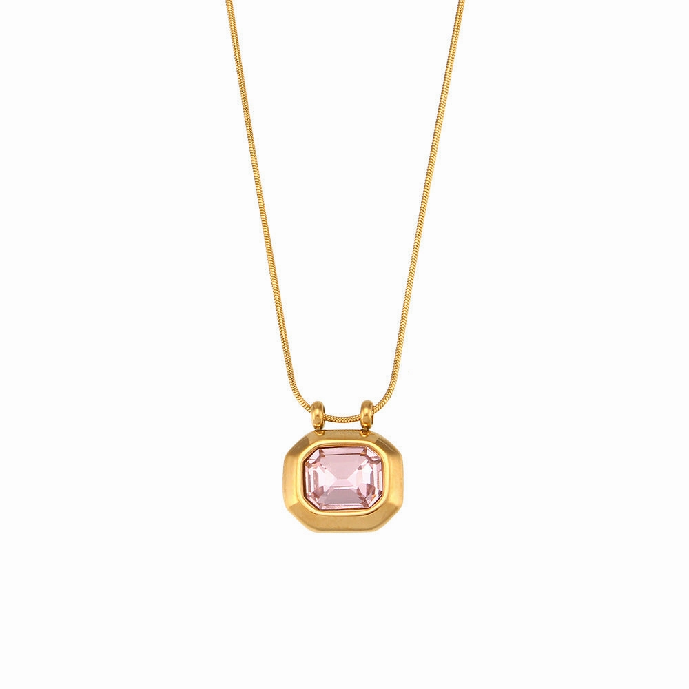Wholesale Vintage Stainless Steel Plated 18K Gold Zircon Necklace