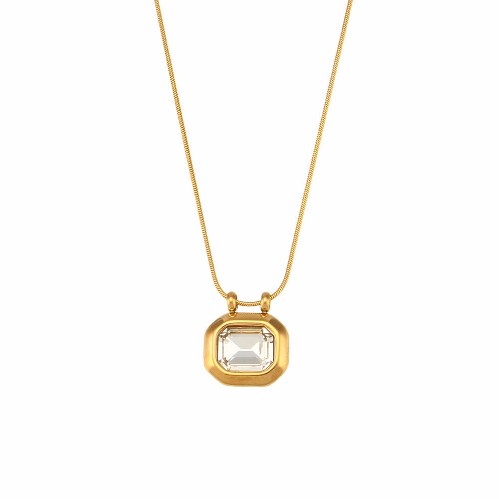 Wholesale Vintage Stainless Steel Plated 18K Gold Zircon Necklace