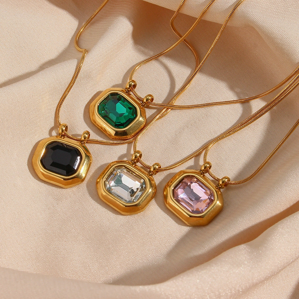 Wholesale Vintage Stainless Steel Plated 18K Gold Zircon Necklace