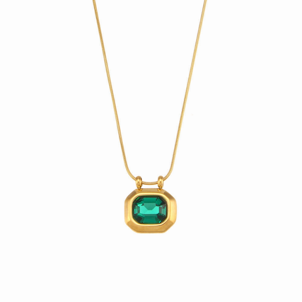 Wholesale Vintage Stainless Steel Plated 18K Gold Zircon Necklace